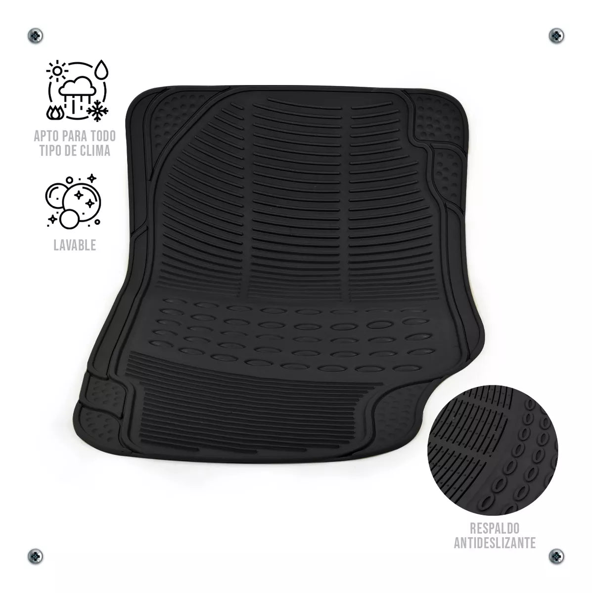 Juego Tapetes Auto Camioneta Hule- Plástico Universal 3pz