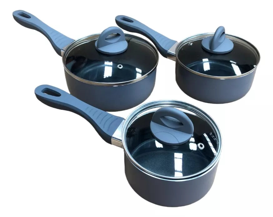 Juego Batería Cocina 6pzas Aluminio Olla Sarten Gris