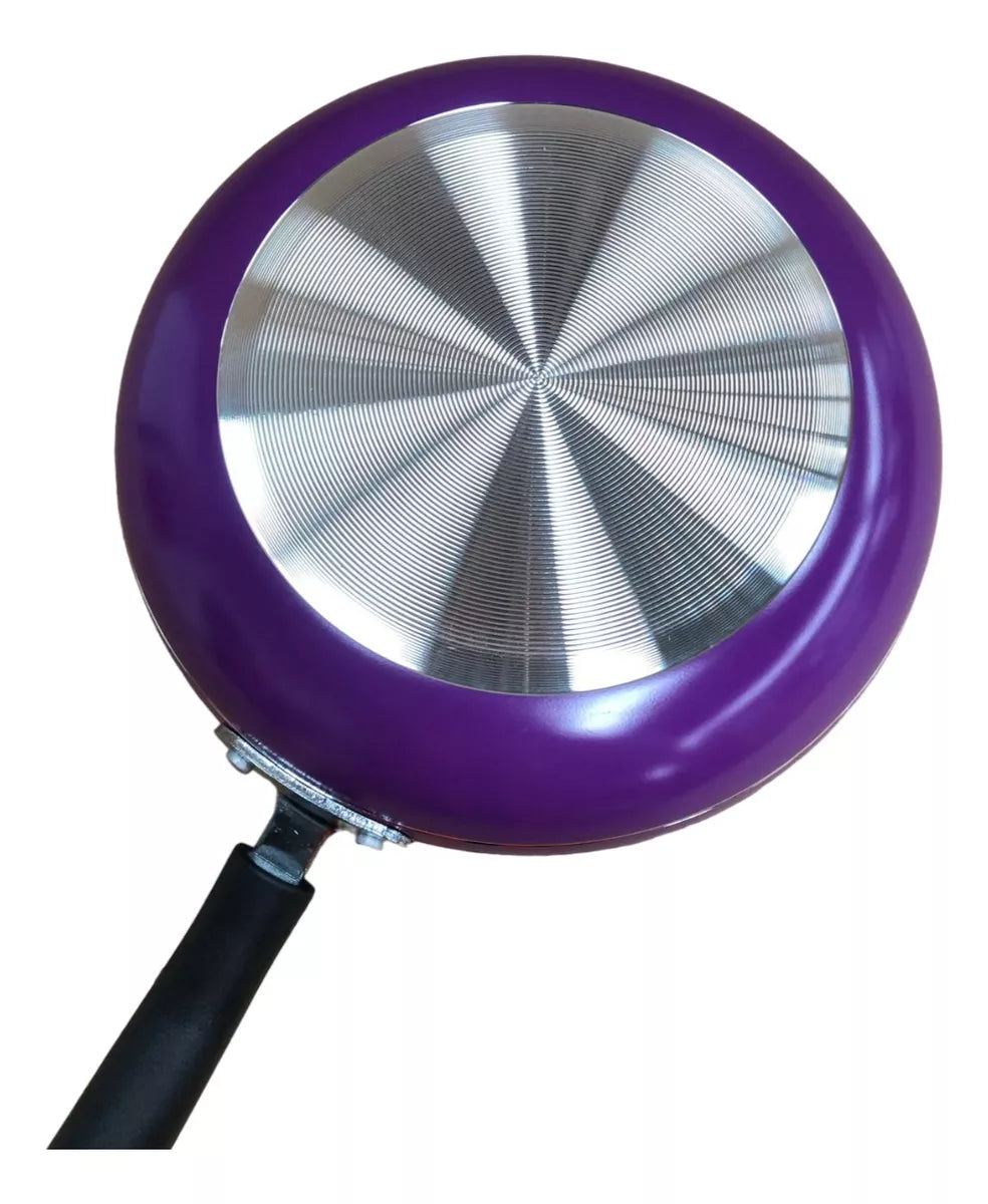 Juego Batería Cocina 7pzas Aluminio Morado Sarten Cacerola