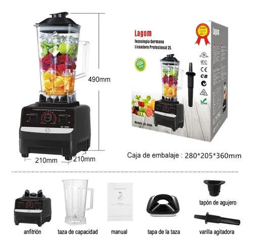 Licuadora Profesional Uso Rudo 1350w 2l Procesador Alimentos