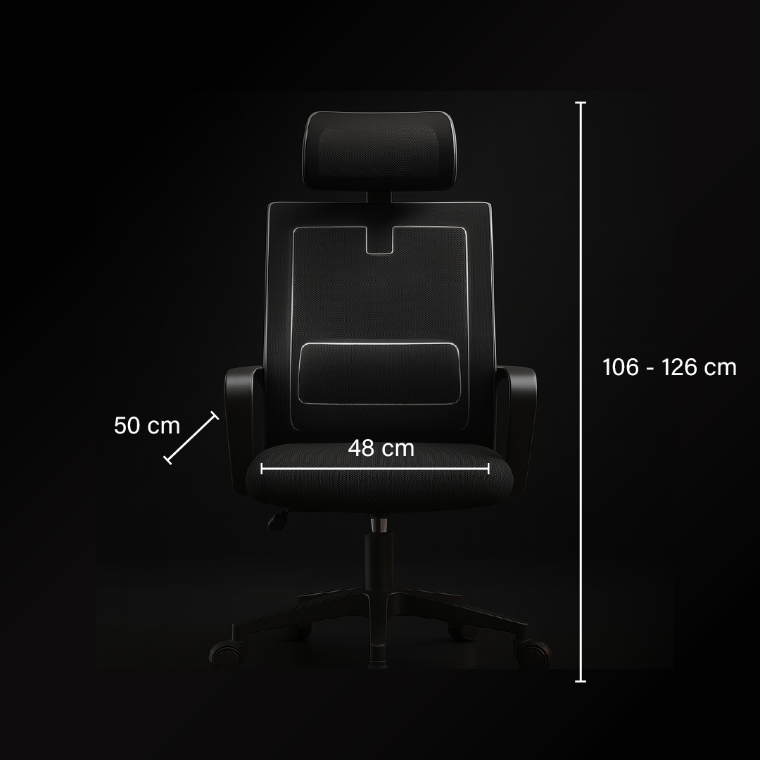 Silla Escritorio Ergonómica ejecutiva Color Negro tapiceria de malla