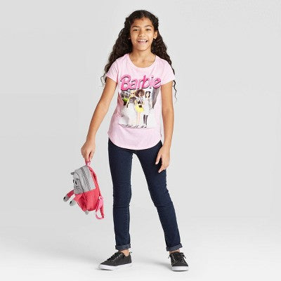 Playera pará niña estampado de Barbie color rosa Talla 6