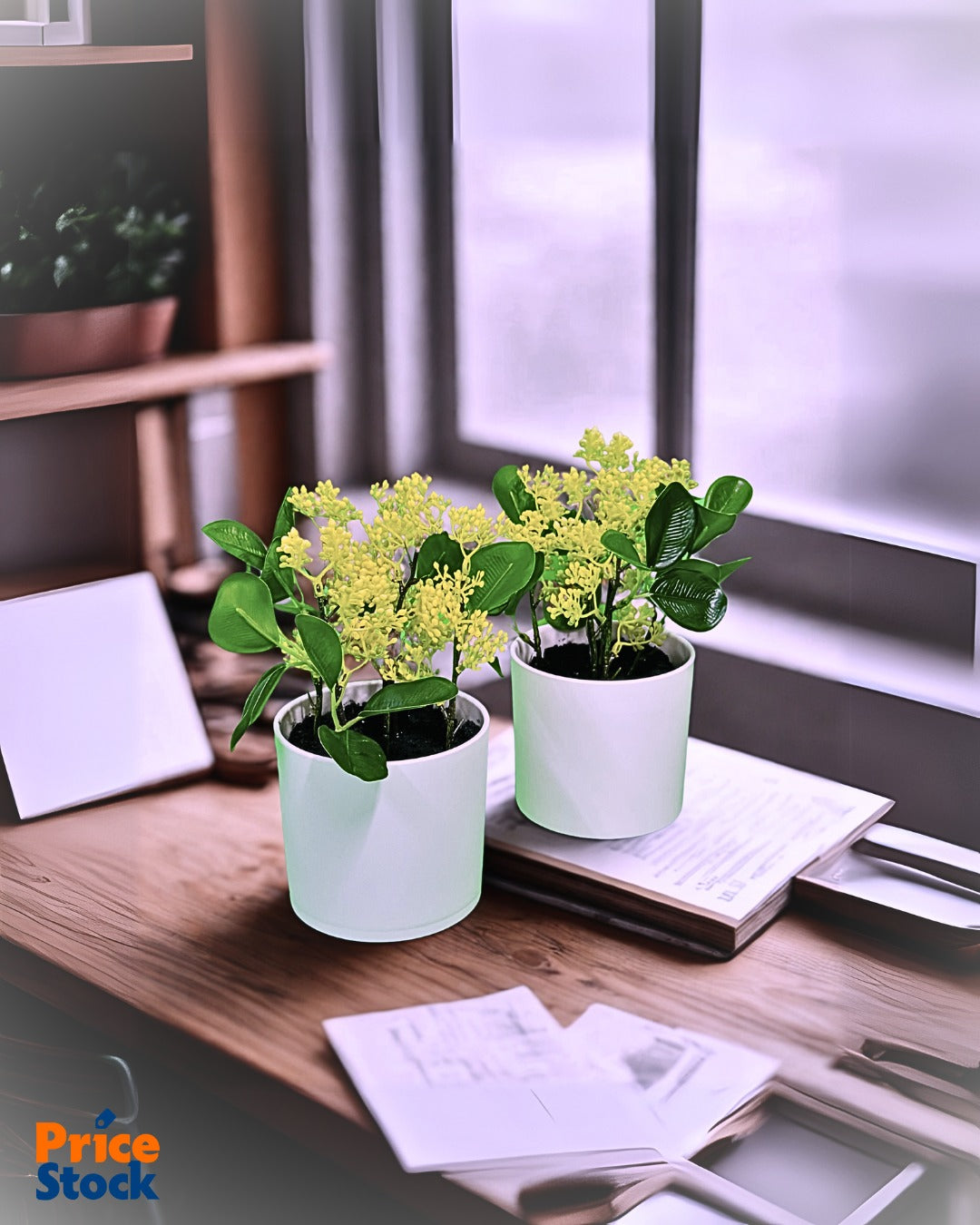 2 Plantas Sintéticas Artificial Maceta Decorativo Interiores