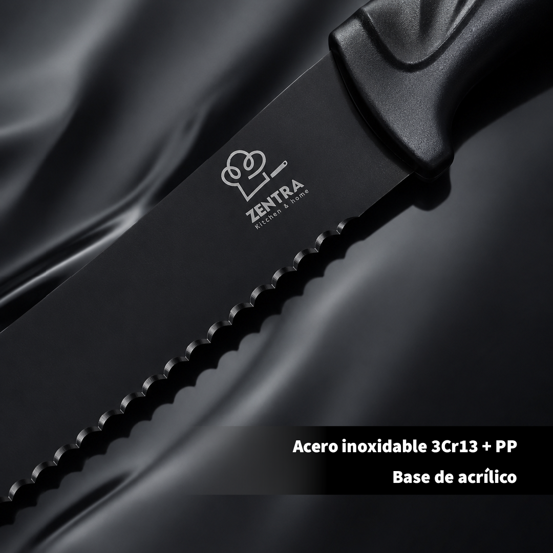 SET DE 14 PZS DE CUCHILLOS ZENTRA BASE  DE ACRILICO