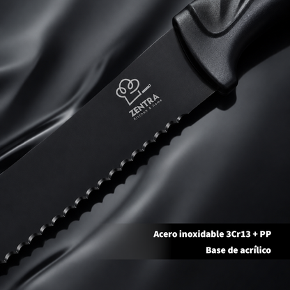 SET DE 14 PZS DE CUCHILLOS ZENTRA BASE  DE ACRILICO