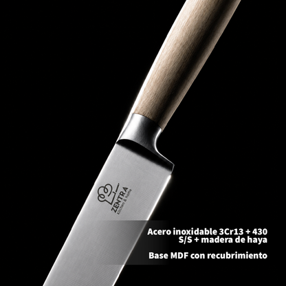 SET DE 6 PZS DE CUCHILLOS ZENTRA TABLA CON IMAN COLOR NEGRA