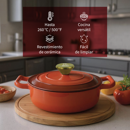 Cacerola Hierro Fundido Esmaltada Cocina Olla 4.74lts Zentra