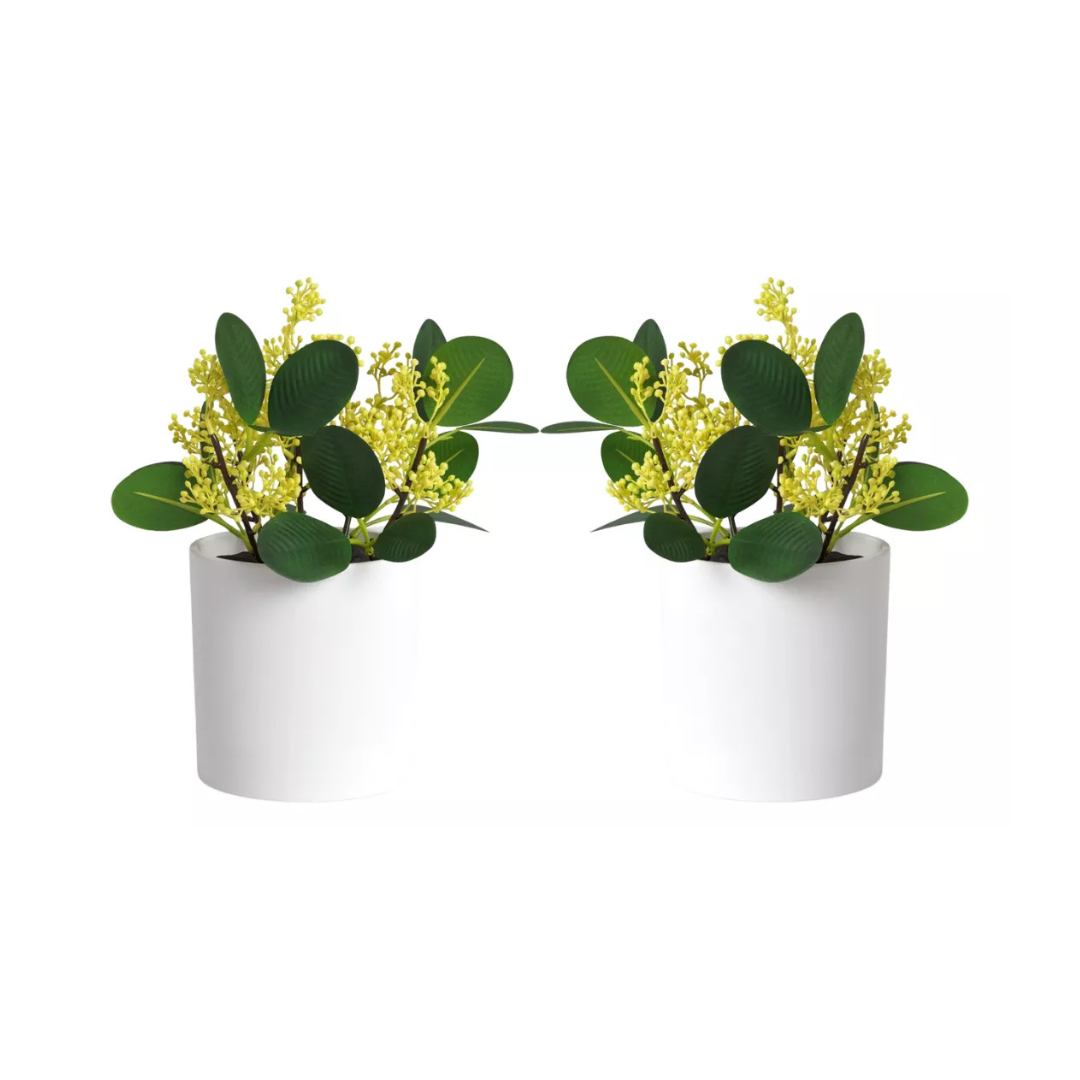 2 Plantas Sintéticas Artificial Maceta Decorativo Interiores