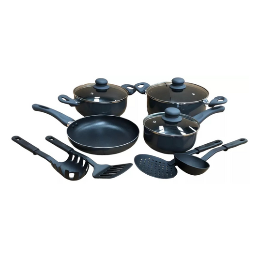 Juego Batería Cocina 11pzas Aluminio Olla Sarten Gris