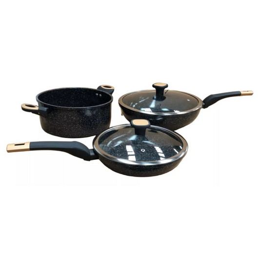 Juego Batería Cocina 5 Pzas Aluminio Olla Sarten Negro