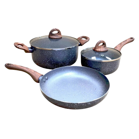 Juego Batería Cocina 5pzas Aluminio Olla Sarten Gris