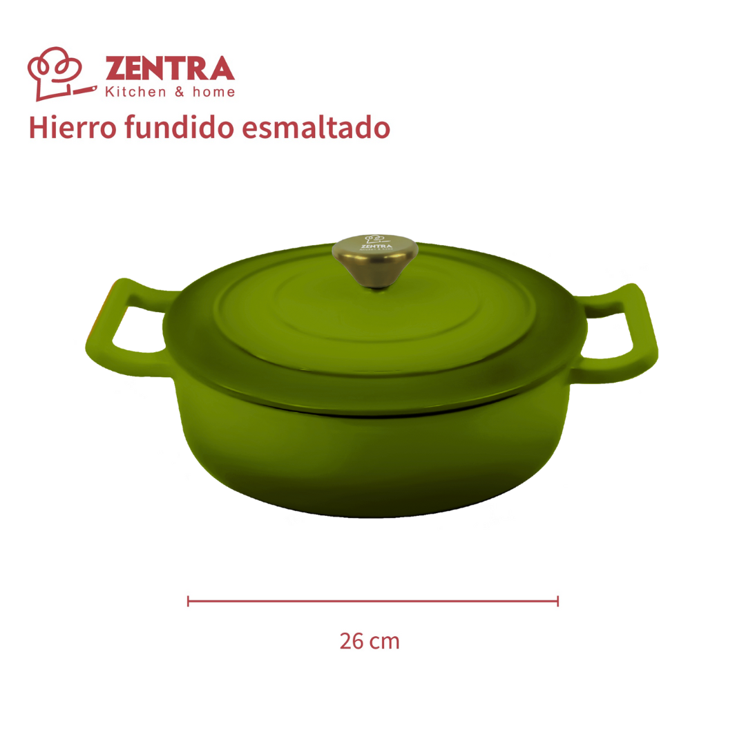 Cacerola Hierro Fundido Esmaltada Cocina Olla 4.74lts Zentra