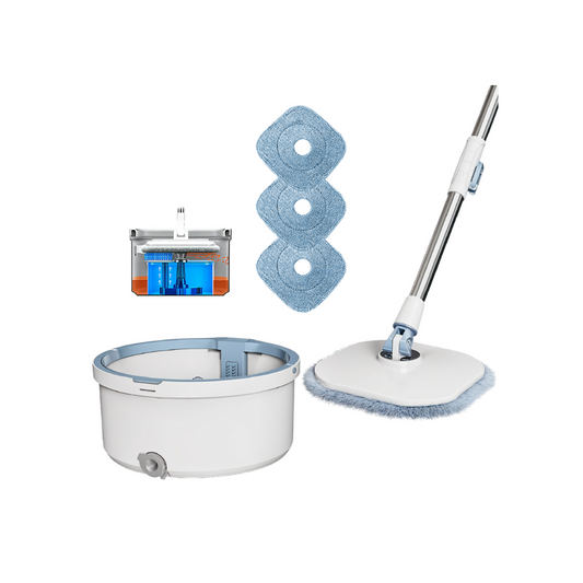 Trapeador Giratorio De Microfibra Y Cubeta