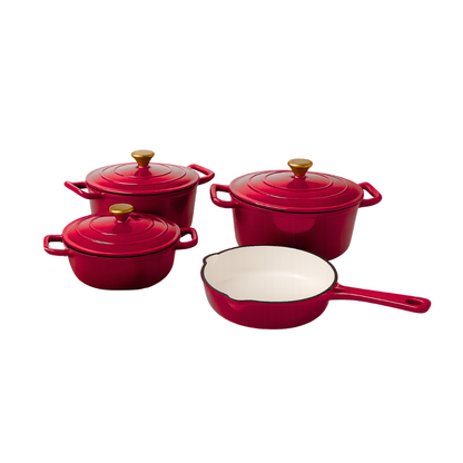 Bateria de cocina Esmaltada Hierro Fundido Antiadherente ZENTRA 7pz