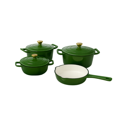 Bateria de cocina Esmaltada Hierro Fundido Antiadherente ZENTRA 7pz