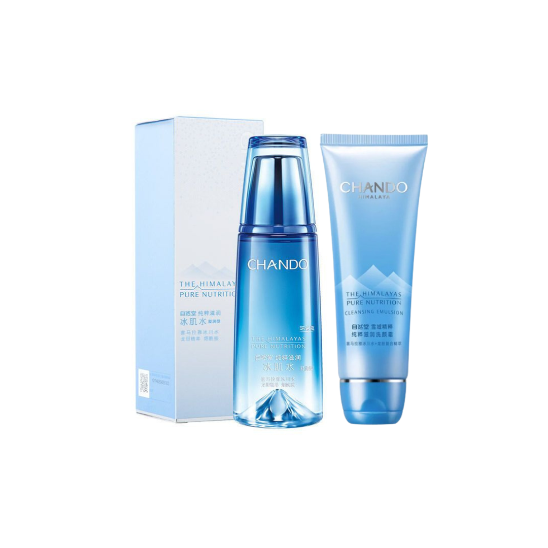 Crema limpiadora y Esencia activadora facial Loción Natural Beauty Snowland CHANDO