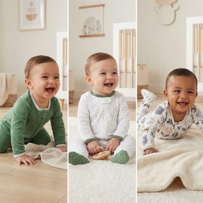 Mameluco de Bebe 3 Meses Set 3pz Verde Oliva/blanco Multicolor 0-3 M