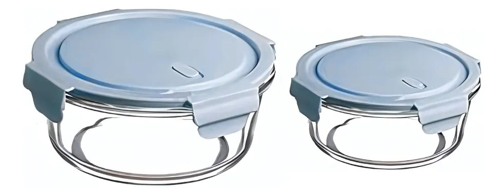 Set 2 Contenedores de almacenamiento hermético redondo horno microondas