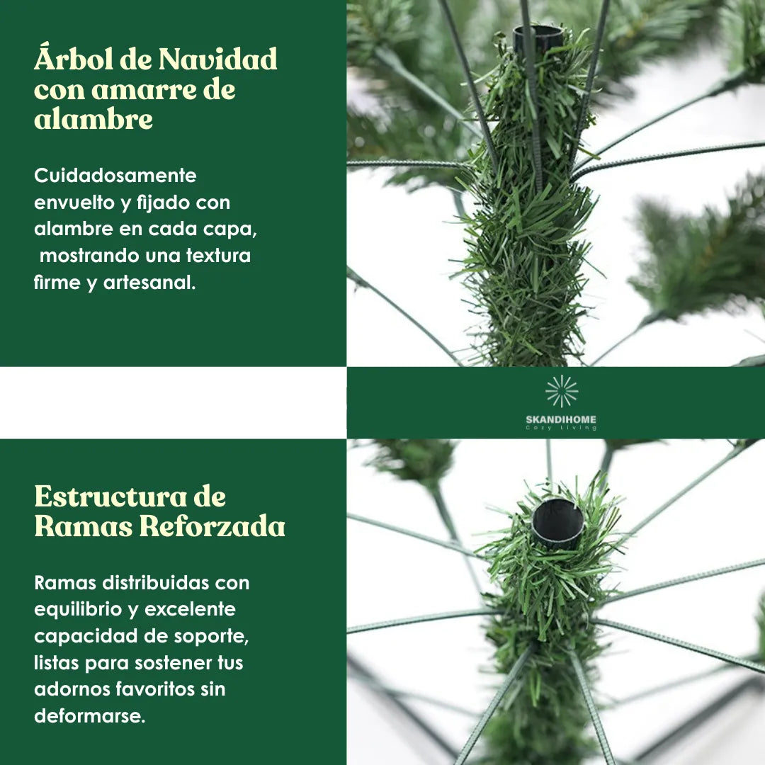 Arbol Navidad Artificial Nevado Piñas Cerezas 1.8m Pino