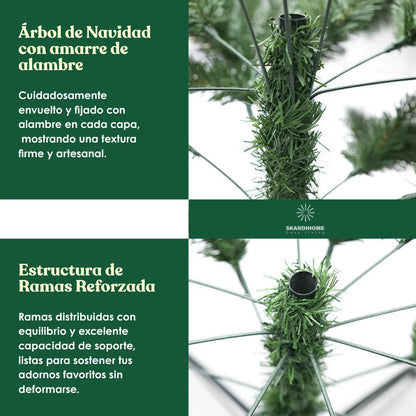 Arbol Navidad Artificial Nevado Piñas Cerezas 1.8m Pino
