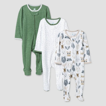 Mameluco de Bebe 3 Meses Set 3pz Verde Oliva/blanco Multicolor 0-3 M