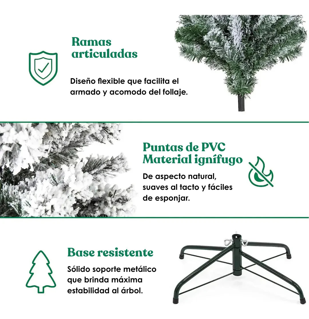 Arbol Navidad Artificial Nevado 1.8m Pino Blanco Skandihome Verde