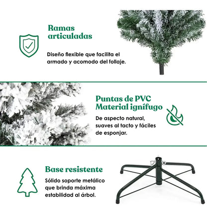 Arbol Navidad Artificial Nevado 1.8m Pino Blanco Skandihome Verde