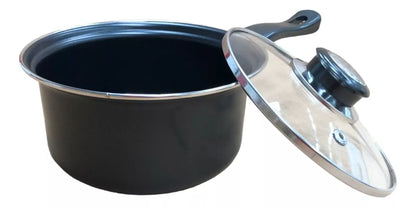 Juego Batería Cocina 7pzas Olla Sarten aluminio negro