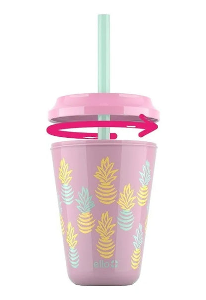 4 Vasos Reusable Cambia De Color Popote Tapa Niños