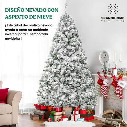 Arbol Navidad Artificial Nevado 1.8m Pino Blanco Skandihome Verde