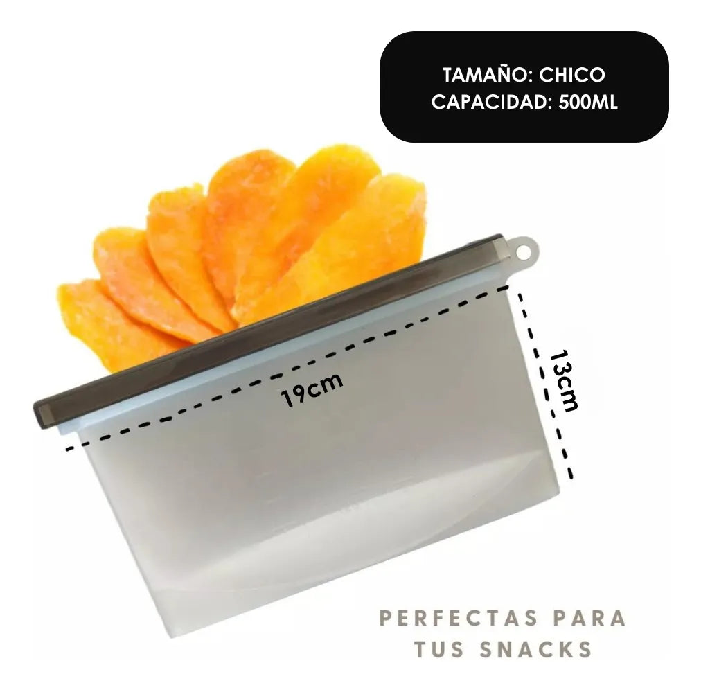 Bolsa Reutilizables Silicón Almacenar Comida Snacks 500ml