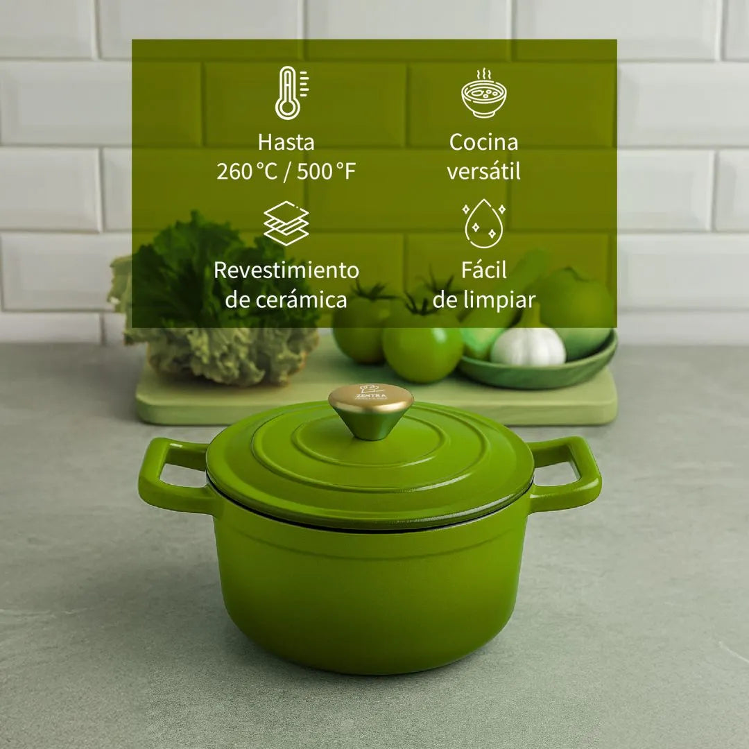 Cacerola Hierro Fundido Esmaltada Cocina Olla 5.4lts Zentra