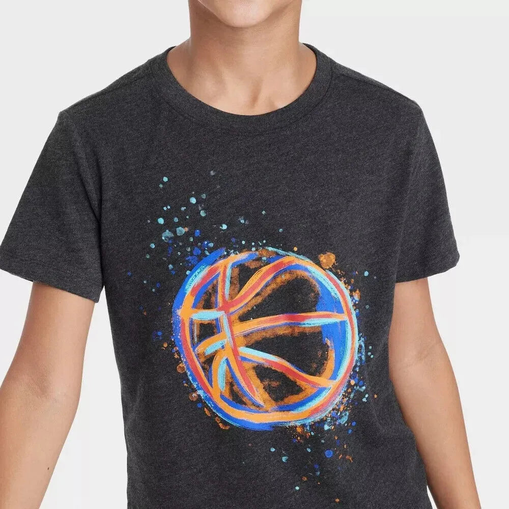 Playera Adolescentes Cat & Jack Graffiti Basketball - Gris oscuro