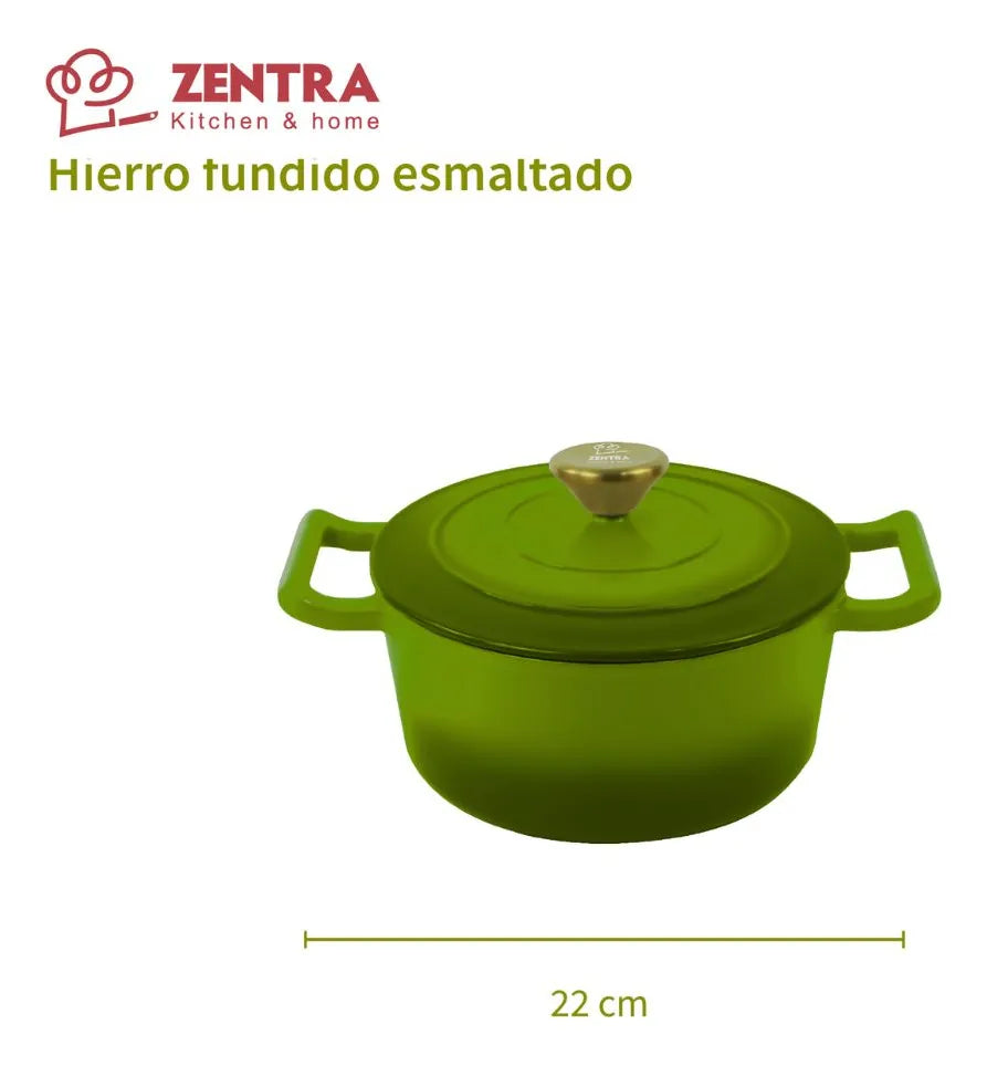 Cacerola Hierro Fundido Esmaltada Cocina Olla 4lts