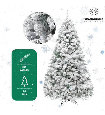 Arbol Navidad Artificial Nevado 1.8m Pino Blanco Skandihome Verde