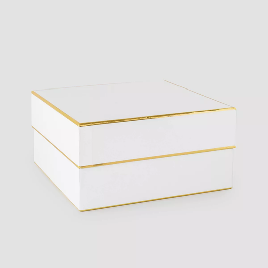 2 Cajas De Regalo Sorpresa Forma Cuadrada Blanca Con Dorado