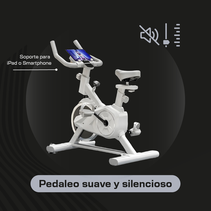 Bicicleta Fija Para Spinning Ejercicio Cardio Fitness Color Blanco