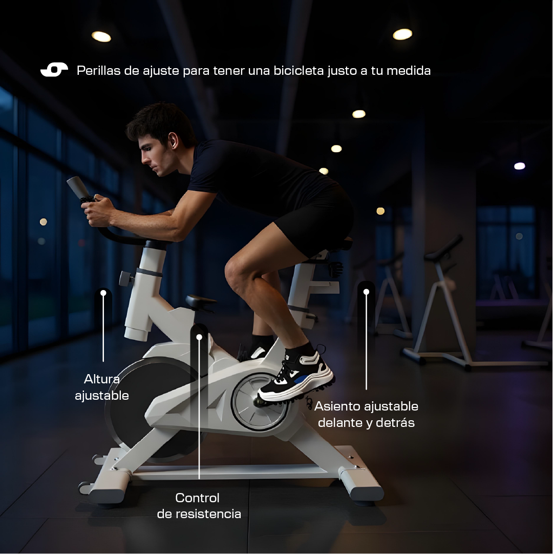 Bicicleta Fija Para Spinning Ejercicio Cardio Fitness Color Blanco