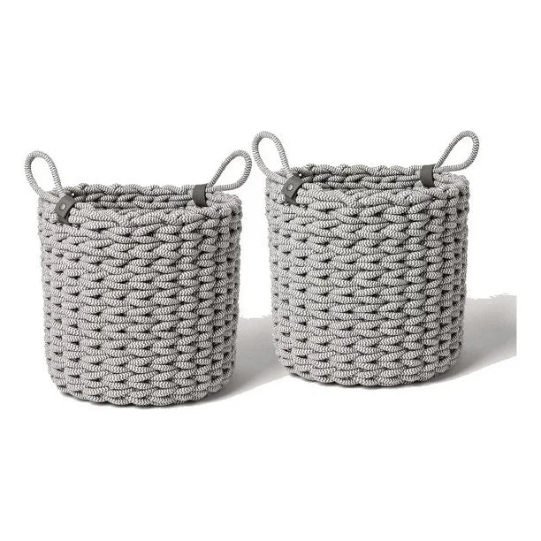 1pz Cesto Lazo Tela Canasto Tejido Caja Organizadora Gris Chica
