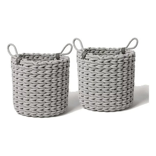 1pz Cesto Lazo Tela Canasto Tejido Caja Organizadora Gris Chica