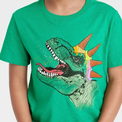 Playera de manga corta con estampado de Dinosaurio para niño - verde