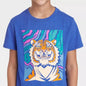 Playera de manga corta con estampado de tigre de la jungla para niño - Azul