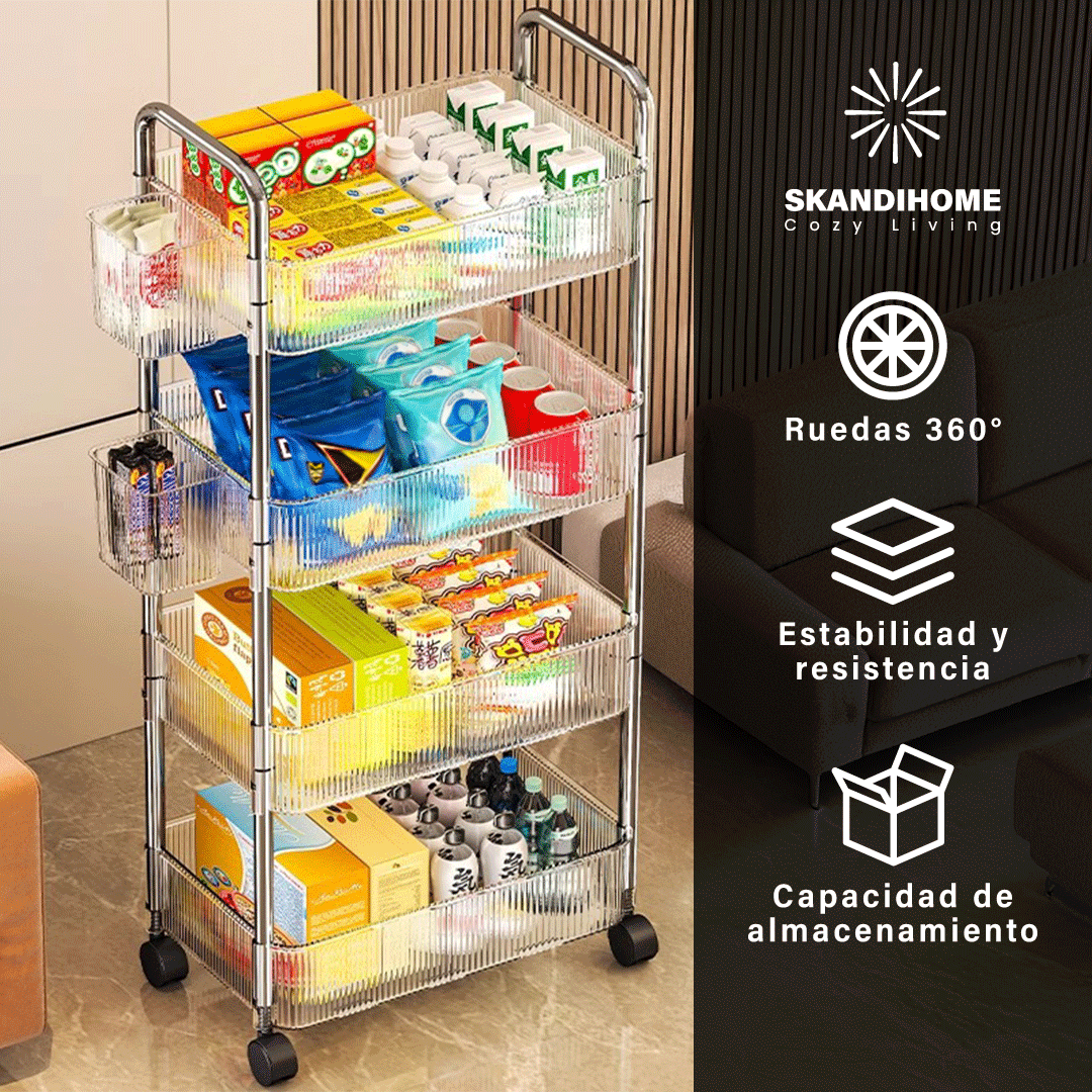 Carrito Multiorganizador Gourmet Frutero Rodante 4 Charolas