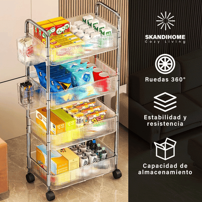 Carrito Multiorganizador Gourmet Frutero Rodante 4 Charolas