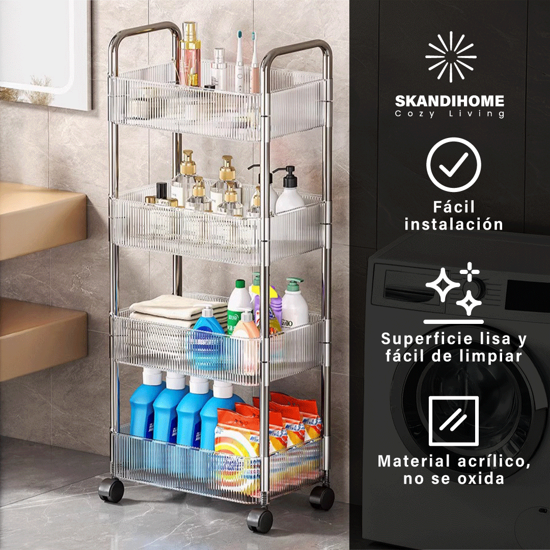 Carrito Multiorganizador Gourmet Frutero Rodante 4 Charolas